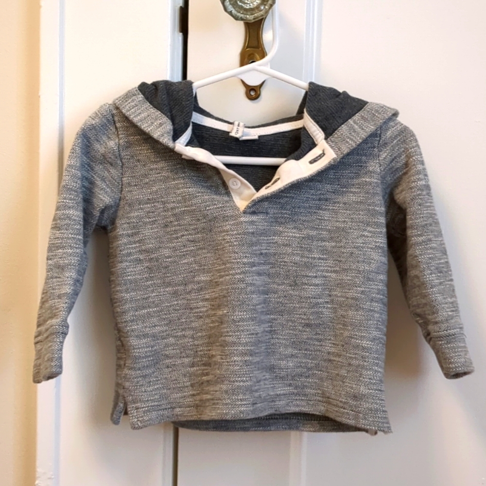 EUC Janie and Jack Baby Grey Heather Marl Hooded Sweater Sweatshirt